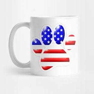 US Flag Dog Paw Print Mug